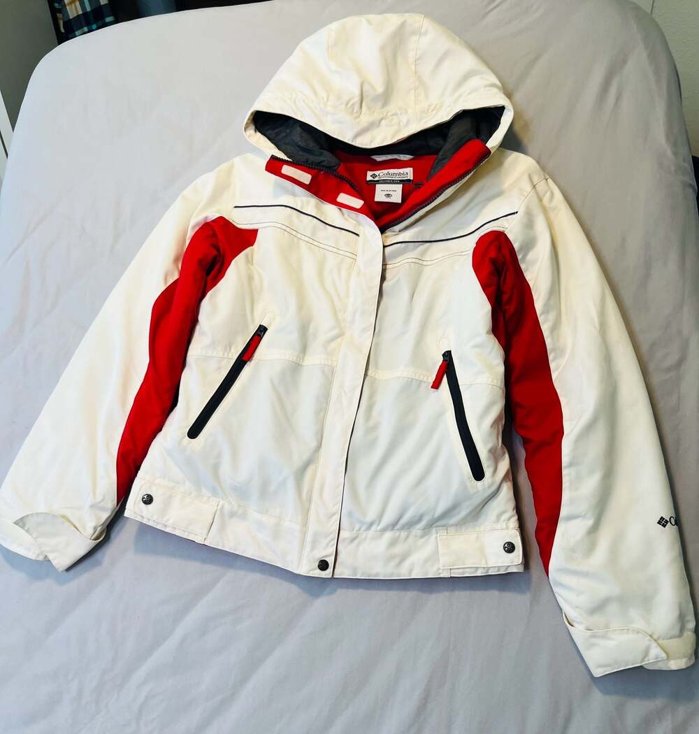 Columbia Youth Girls Ski/Snowboard Winter Jacket Red and White Size 14/16